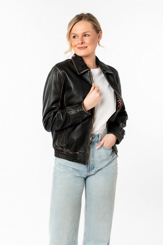 Mauritius Lederjacke MWBjanka mit elastischem Bund, Leo-Innenfutter – Bild 2 von 5