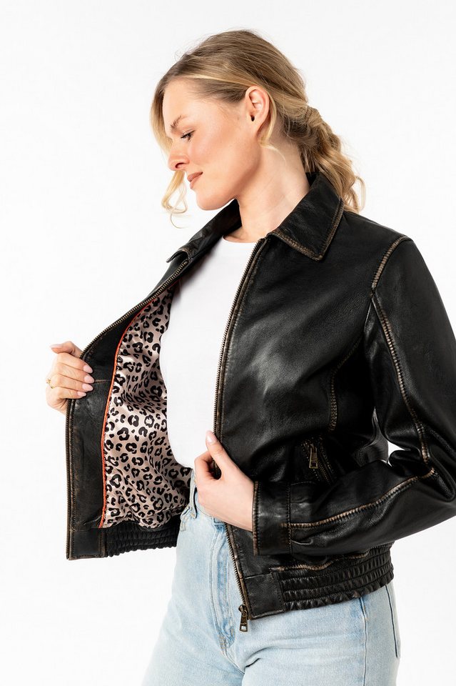 Mauritius Lederjacke MWBjanka mit elastischem Bund, Leo-Innenfutter – Bild 3 von 5