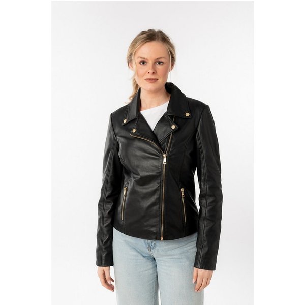 Mauritius Lederjacke MWFylli mit Knopfdetails, Reverskragen