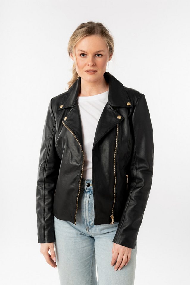 Mauritius Lederjacke MWFylli mit Knopfdetails, Reverskragen – Bild 2 von 5