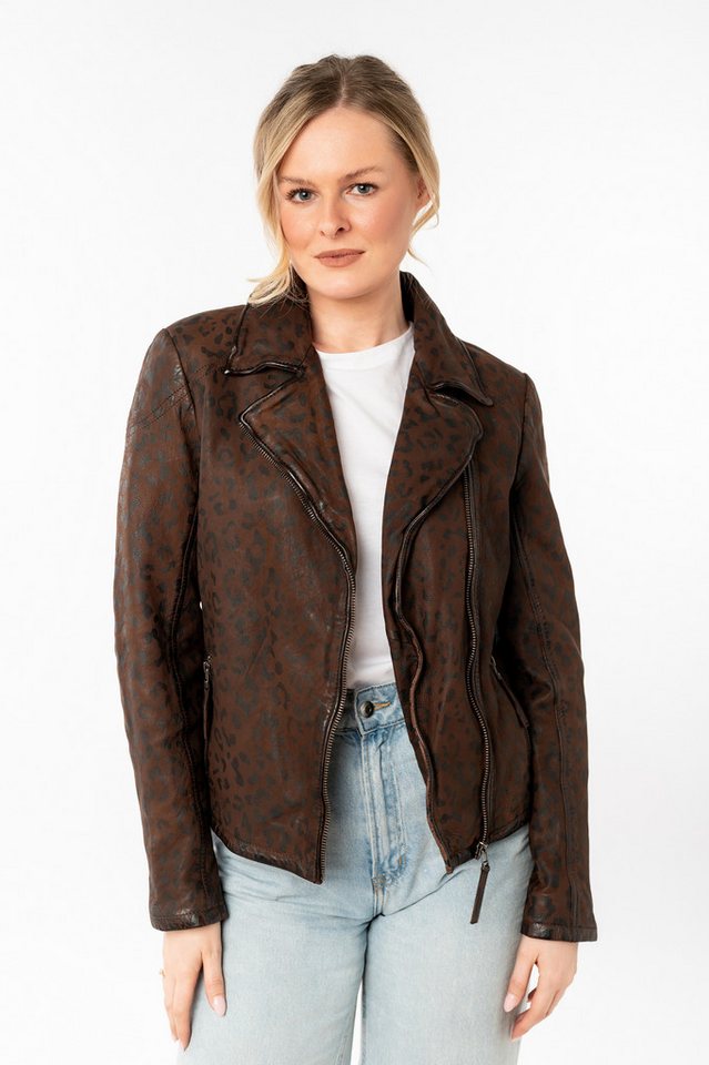 Mauritius Lederjacke MWMeeow mit Reverskragen, All-Over Muster – Bild 2 von 5