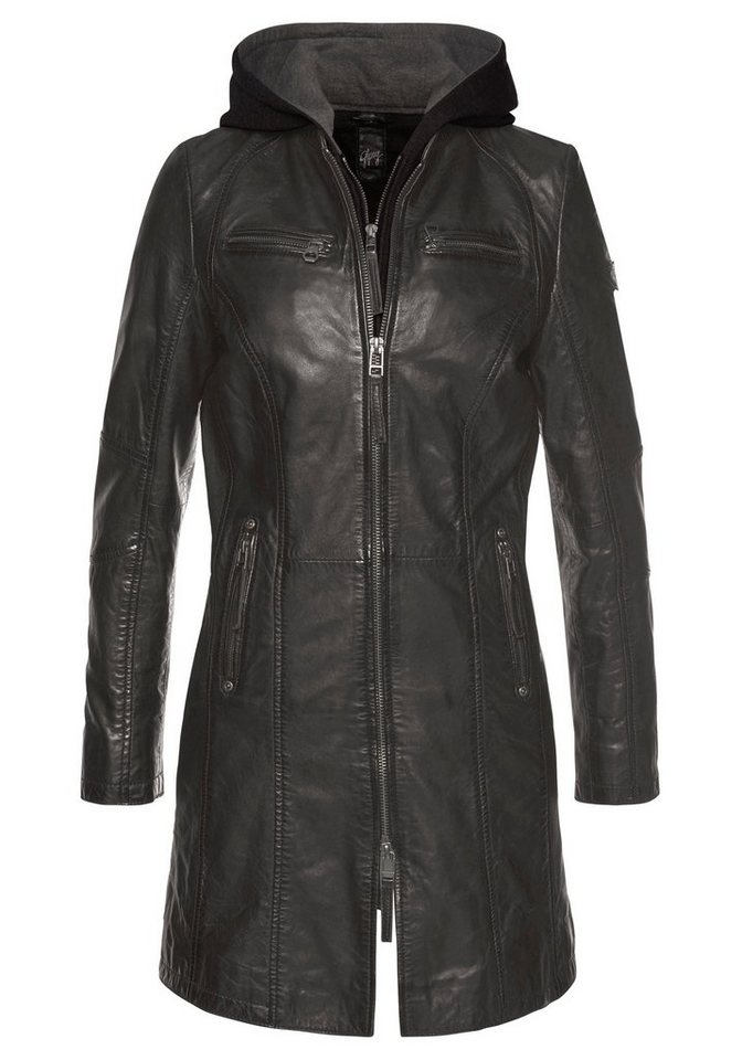 Mauritius Ledermantel Bente 2-in-1-Lederjacke mit abnehmbarem Kapuzen-Inlay aus Jerseyqualität – Bild 2 von 5