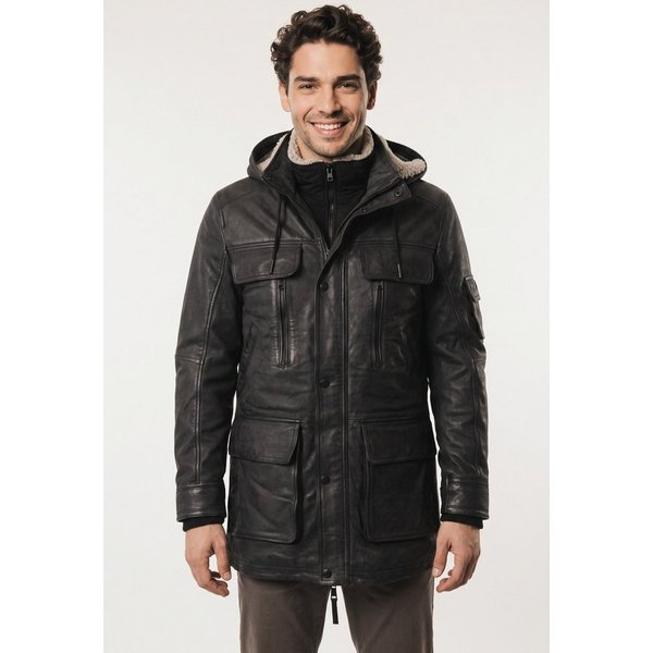 Mauritius Parka MMUnimak (mauritiusHerren26) aus Leder mit textilen Details