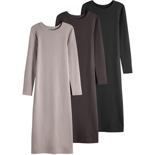 The Set Maxikleid The Set Rippstrick-Maxikleider, Jersey, 3er-Pack (3-tlg)