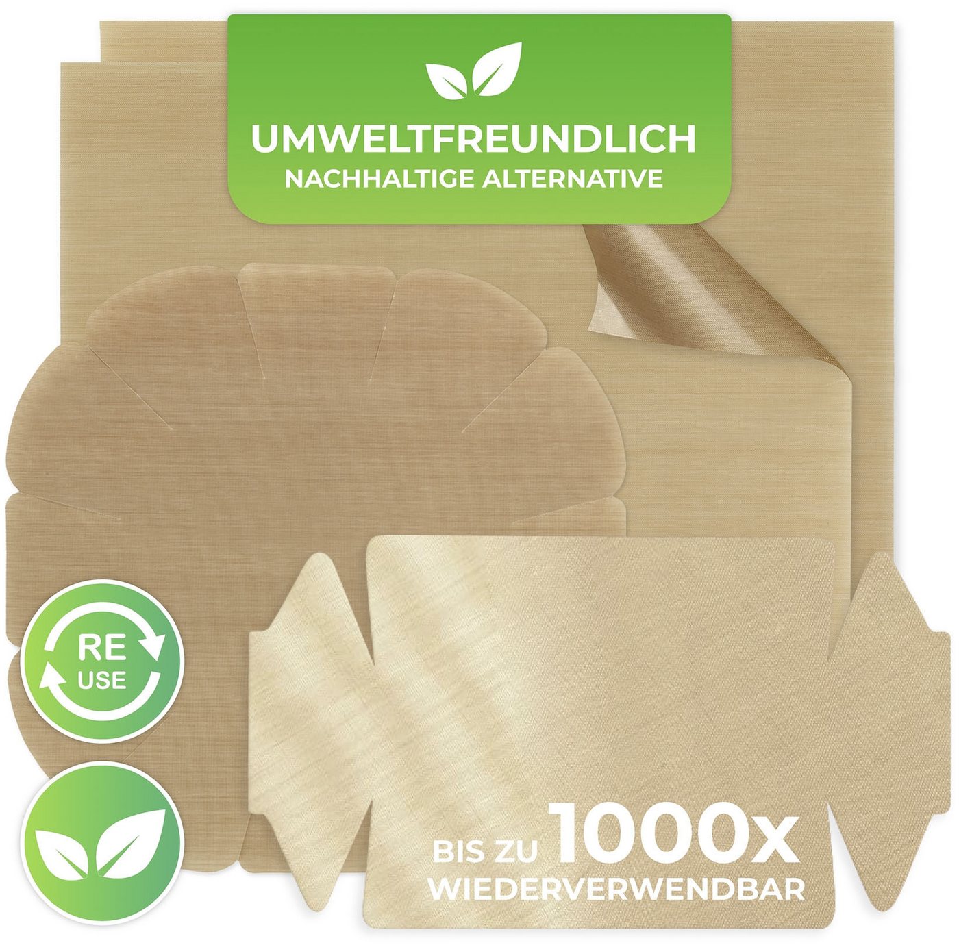 Maximex Backmatte Antihaft-Zuschnitt, Kunststoff (Set, 4-tlg), für runde und eckige Backformen, wiederverwendbar – Bild 3 von 5