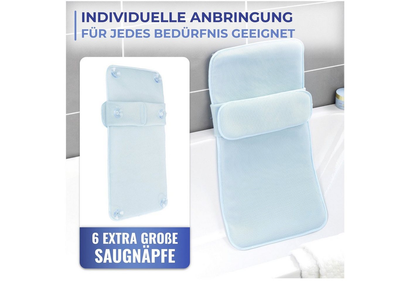 Maximex Badematte Badewanneneinlage, Höhe 20 mm, schnell trocknend, mit Kissen, aus druckentlastendem Polyester-3D-Mesh-Gewebe – Bild 4 von 5