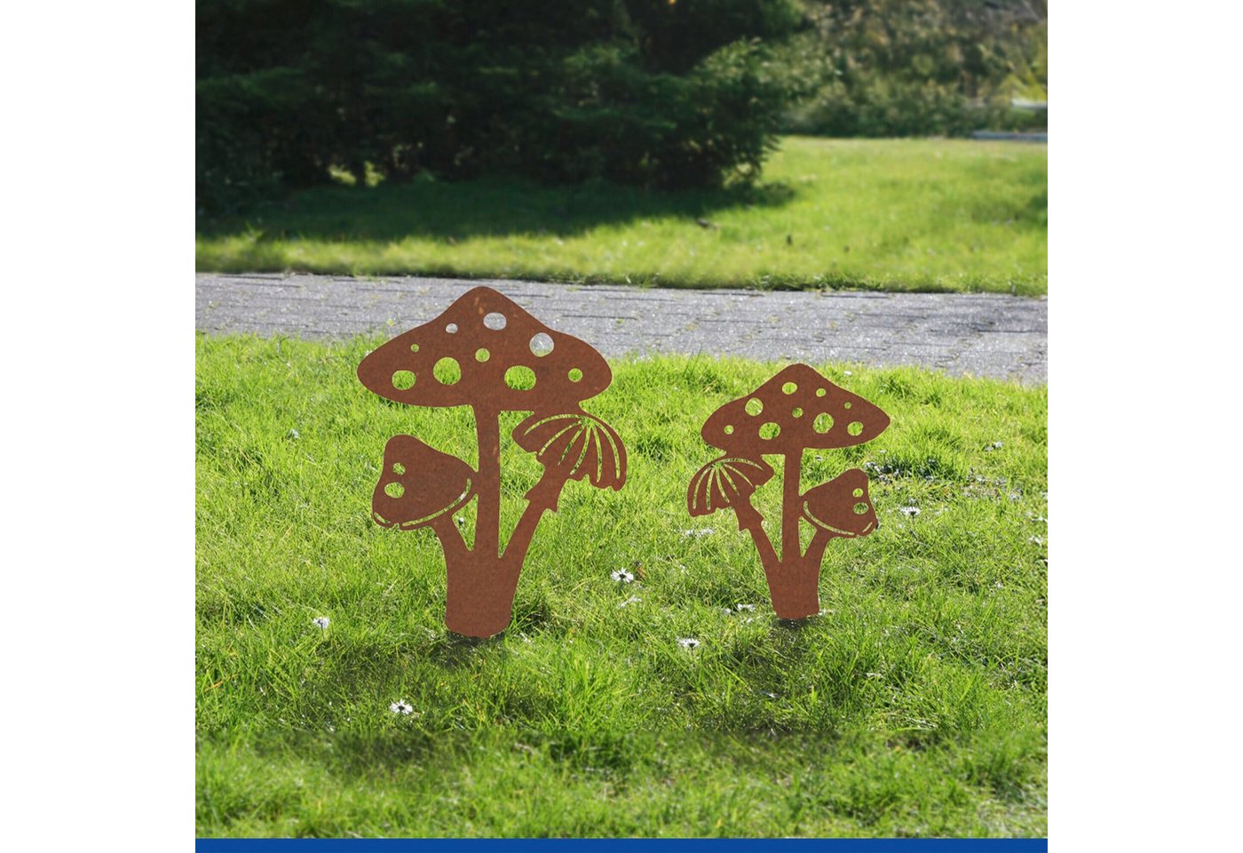 Maximex Gartenstecker Pilz (2-St) Gartendekoration, wetterbeständig, Edelrost-Effekt mit feiner Patina – Bild 3 von 5