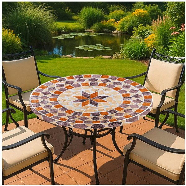 Maximex Gartentischdecke Spann-Tischdecke, Ø 85-105 cm, abwaschbar, wetterfest