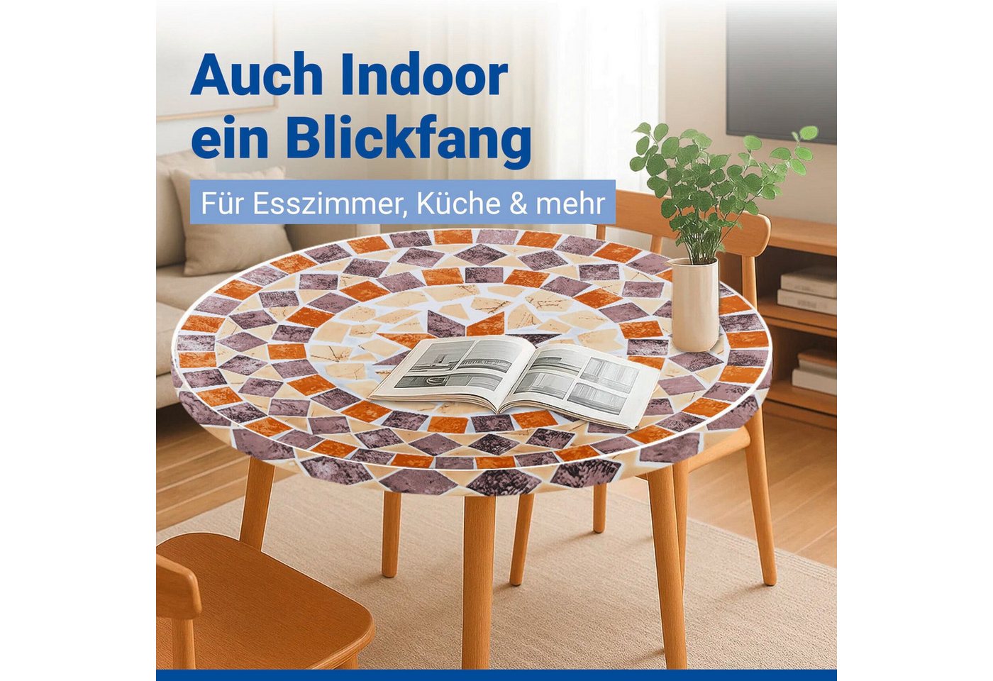 Maximex Gartentischdecke Spann-Tischdecke, Ø 85-105 cm, abwaschbar, wetterfest – Bild 5 von 5