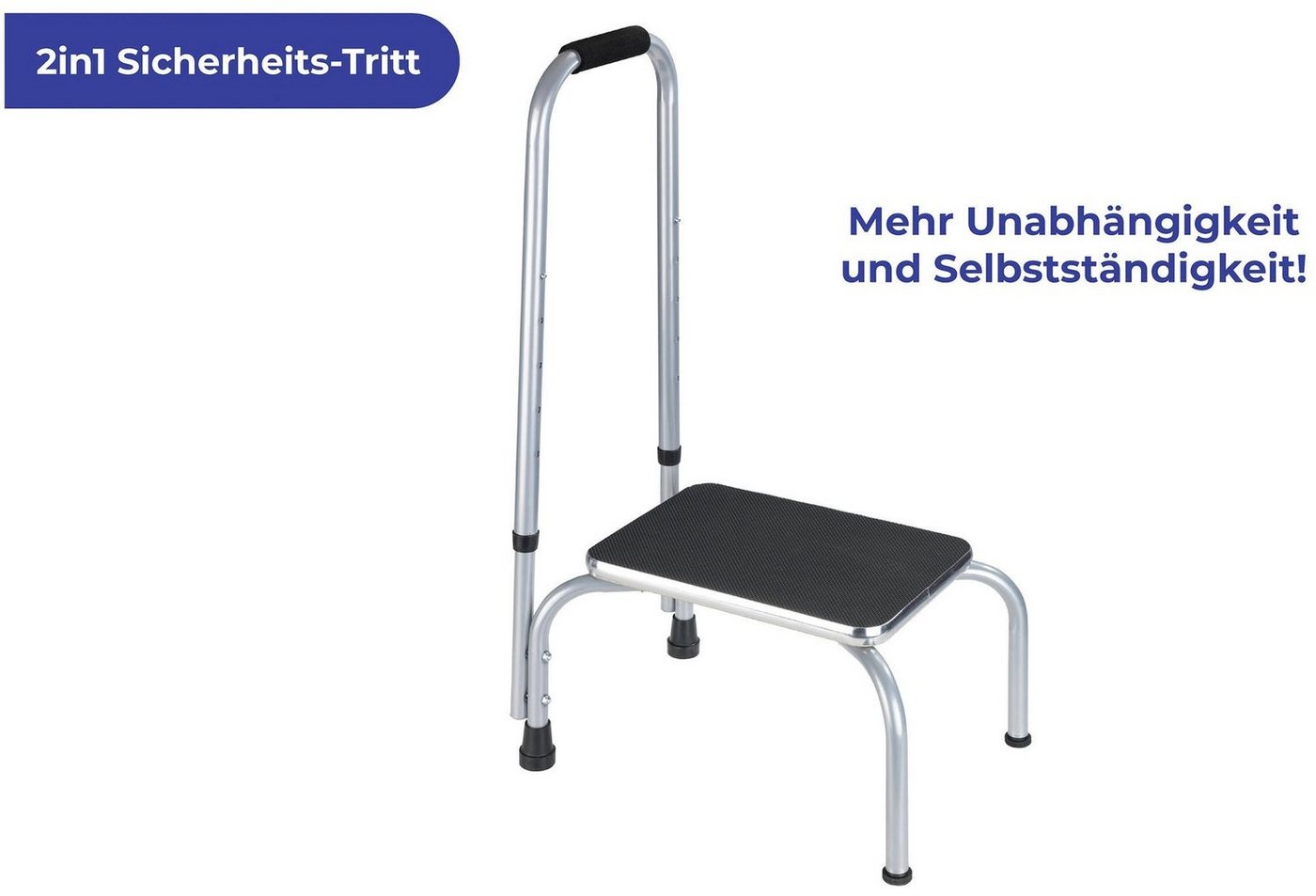 Maximex Klapptritt Secura, mit Haltegriff, vier rutschfeste Gummifüße, Trittoberfläche in Schwarz – Bild 4 von 5