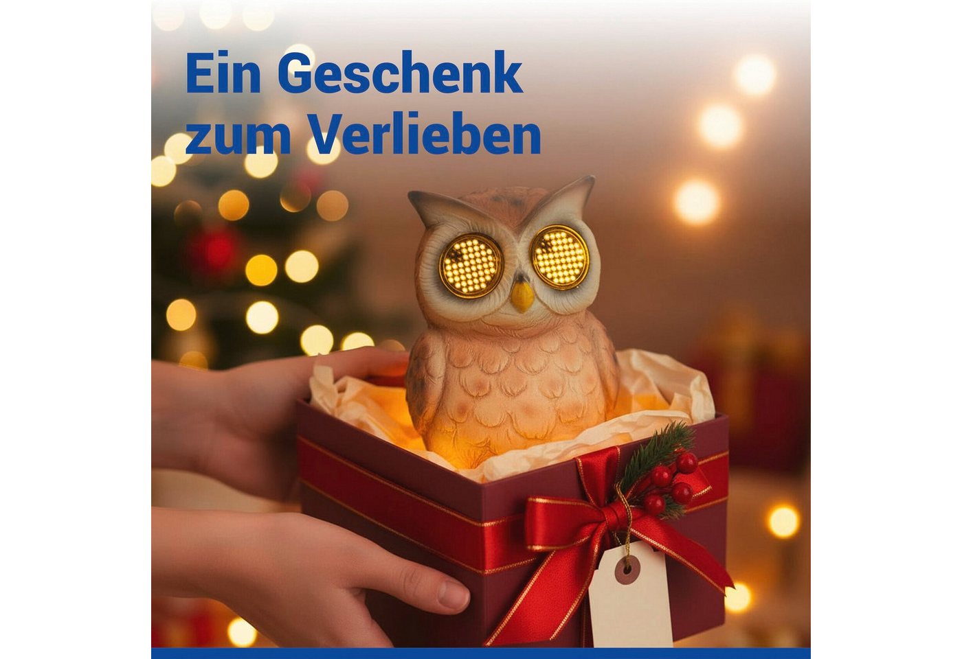 Maximex LED Dekofigur Modell Blinky Eyes Eule, Ein-/Ausschalter, LED fest integriert, Warmweiß, solarbetriebene Gartenfigur mit leuchtenden Augen, für Garten &  – Bild 4 von 5