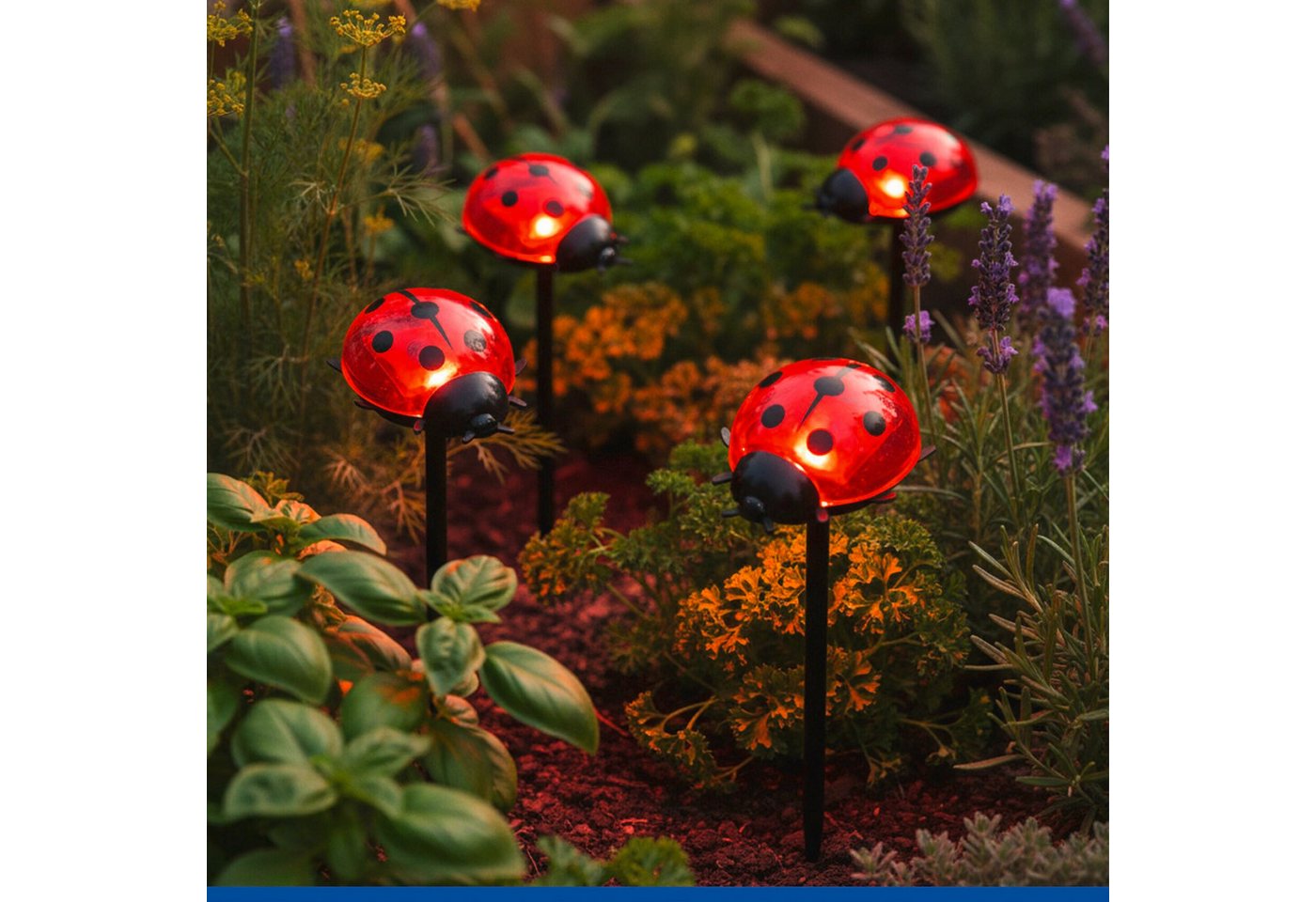 Maximex LED Gartenleuchte Modell Marienkäfer, Ein-/Ausschalter, LED fest integriert, Warmweiß, Beetstecker, solarbetriebene Gartenbeleuchtung, leuchtet bis zu 1 – Bild 2 von 5