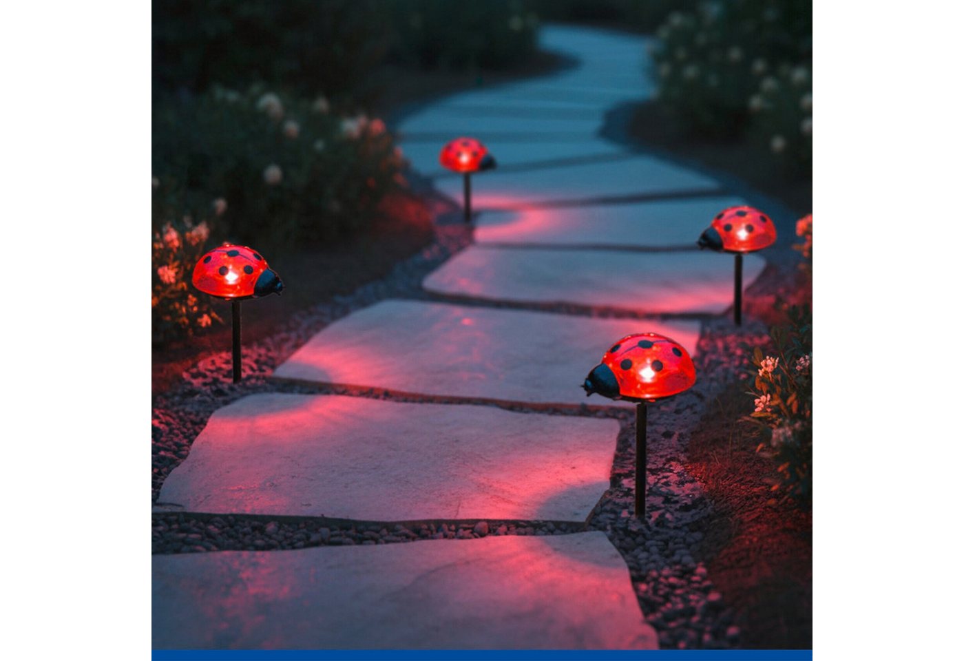 Maximex LED Gartenleuchte Modell Marienkäfer, Ein-/Ausschalter, LED fest integriert, Warmweiß, Beetstecker, solarbetriebene Gartenbeleuchtung, leuchtet bis zu 1 – Bild 5 von 5