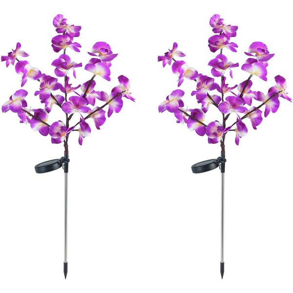 Maximex LED Gartenleuchte Modell Orchidee, Ein-/Ausschalter, LED fest integriert, Extra-Warmweiß, LED Gartenstecker, solarbetriebene Gartenbeleuchtung, 2 Einste