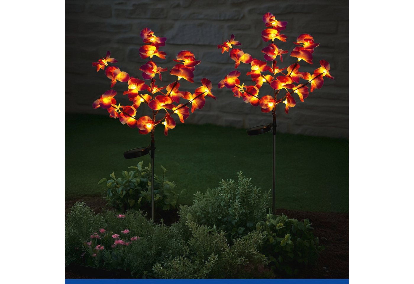 Maximex LED Gartenleuchte Modell Orchidee, Ein-/Ausschalter, LED fest integriert, Extra-Warmweiß, LED Gartenstecker, solarbetriebene Gartenbeleuchtung, 2 Einste – Bild 2 von 5