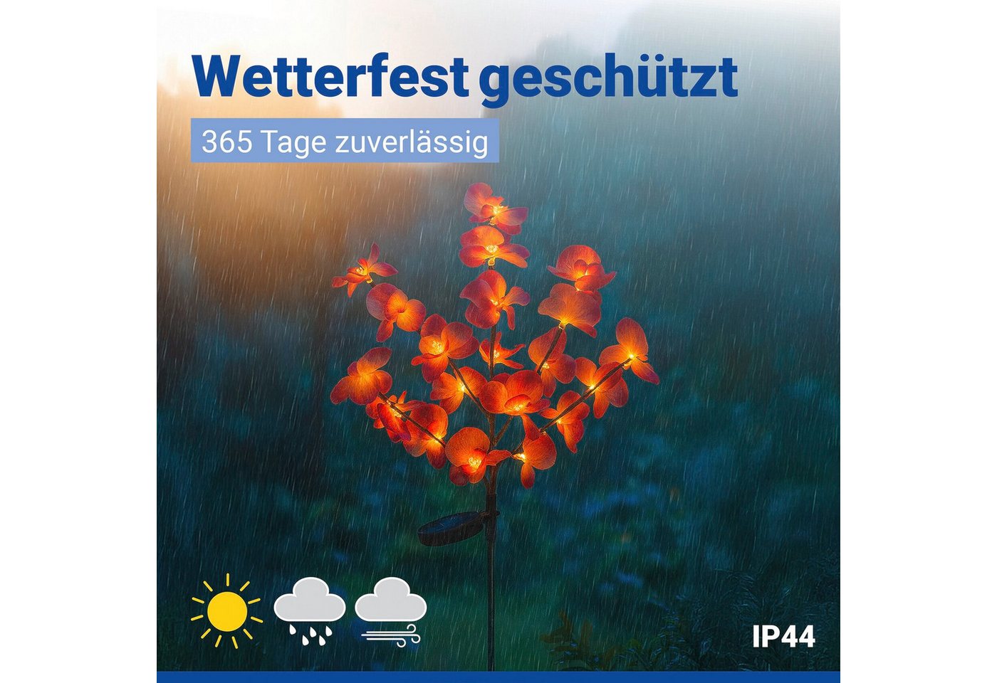 Maximex LED Gartenleuchte Modell Orchidee, Ein-/Ausschalter, LED fest integriert, Extra-Warmweiß, LED Gartenstecker, solarbetriebene Gartenbeleuchtung, 2 Einste – Bild 3 von 5