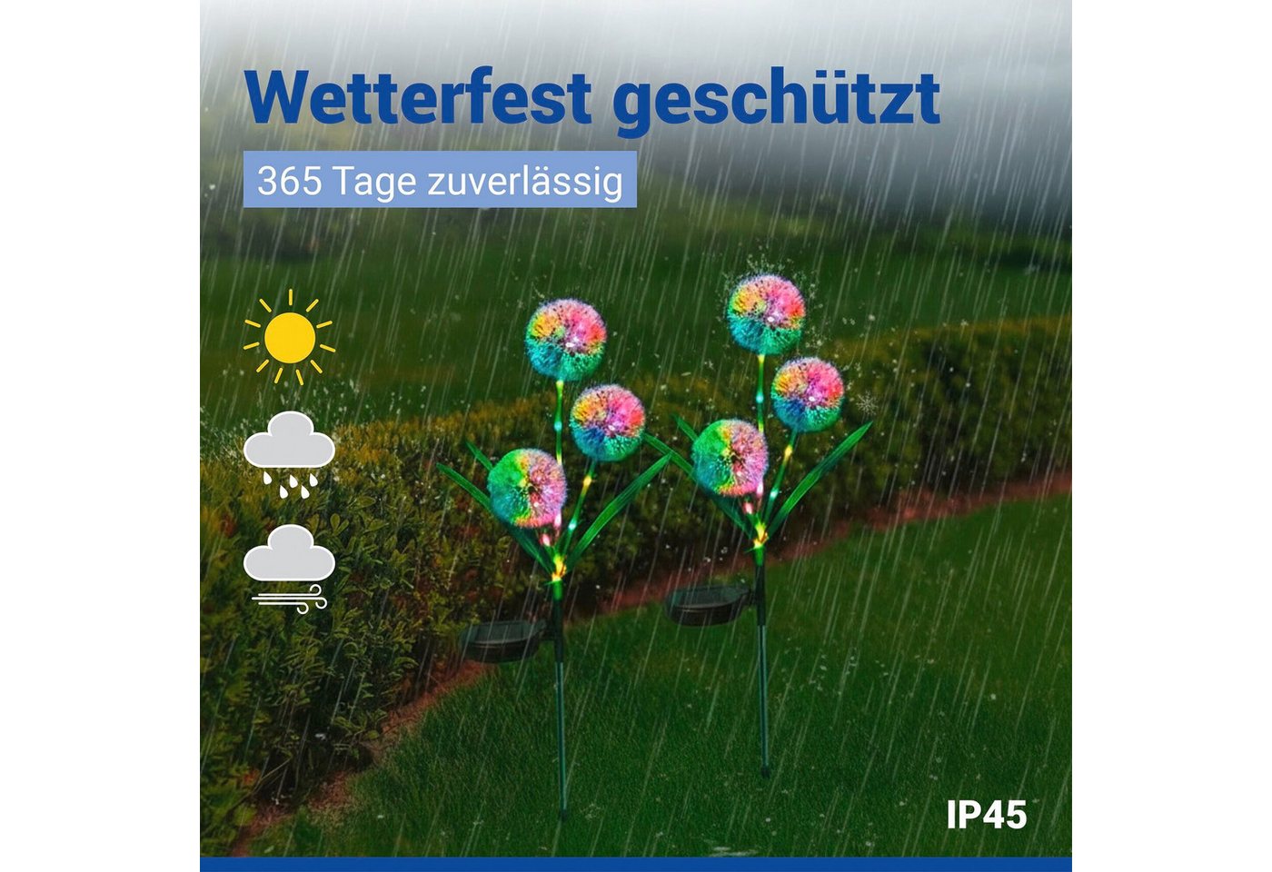 Maximex LED Gartenleuchte Modell Pusteblume, Ein-/Ausschalter, Farbwechsel, LED fest integriert, Farbwechsler, LED Gartenstecker, solarbetriebene Gartenbeleucht – Bild 3 von 5