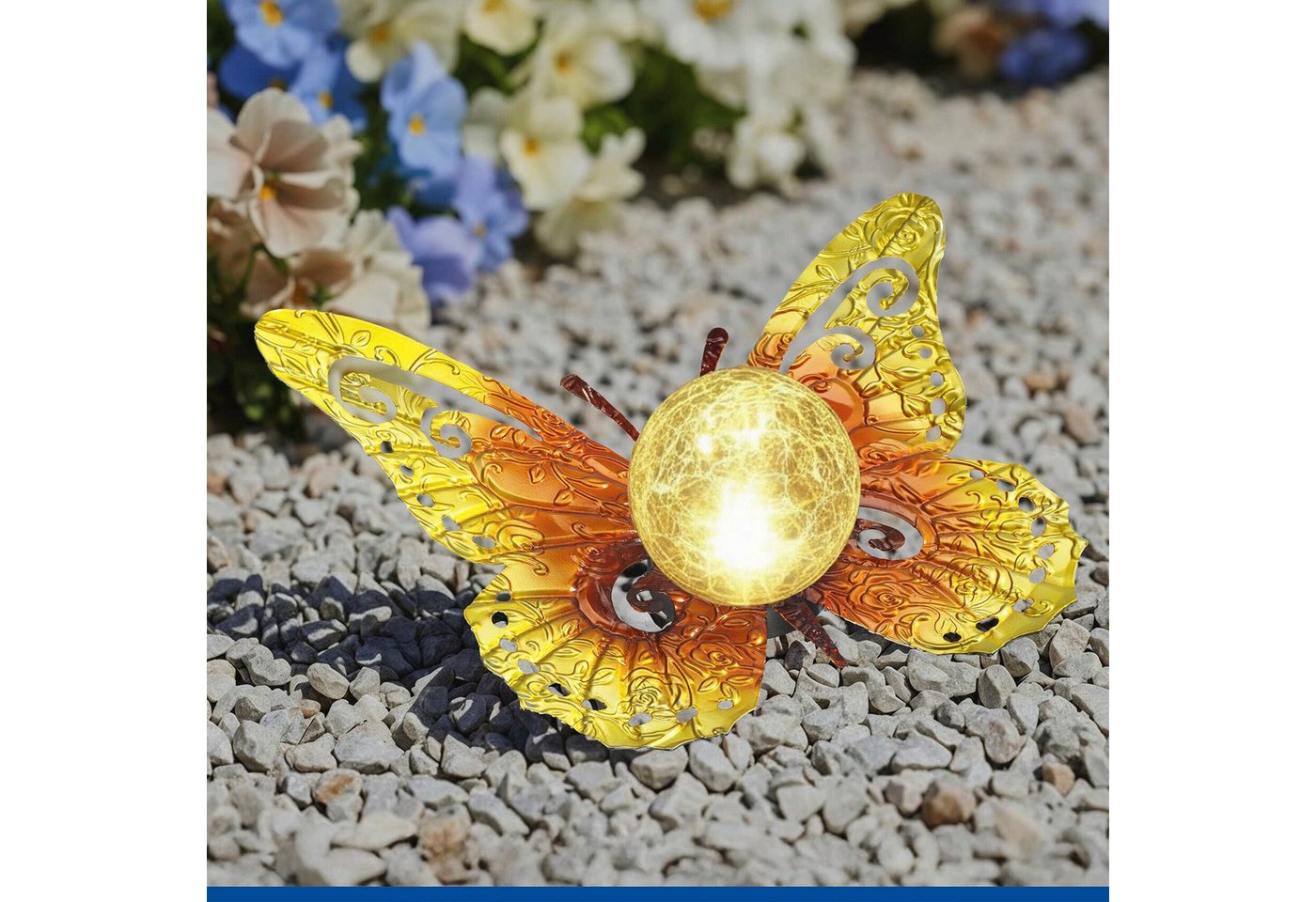 Maximex LED Gartenleuchte Modell Schmetterling, Ein-/Ausschalter, LED fest integriert, Warmweiß, dekorative Gartenbeleuchtung, solarbetrieben, witterungsbeständ – Bild 2 von 5