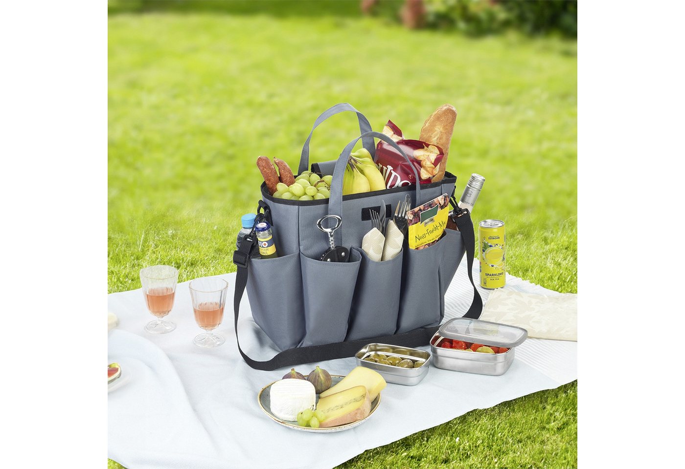 Maximex Organizer Universal-Caddy 8 Taschen, faltbare Tragetasche für zuhause und unterwegs, 15 Liter – Bild 2 von 5