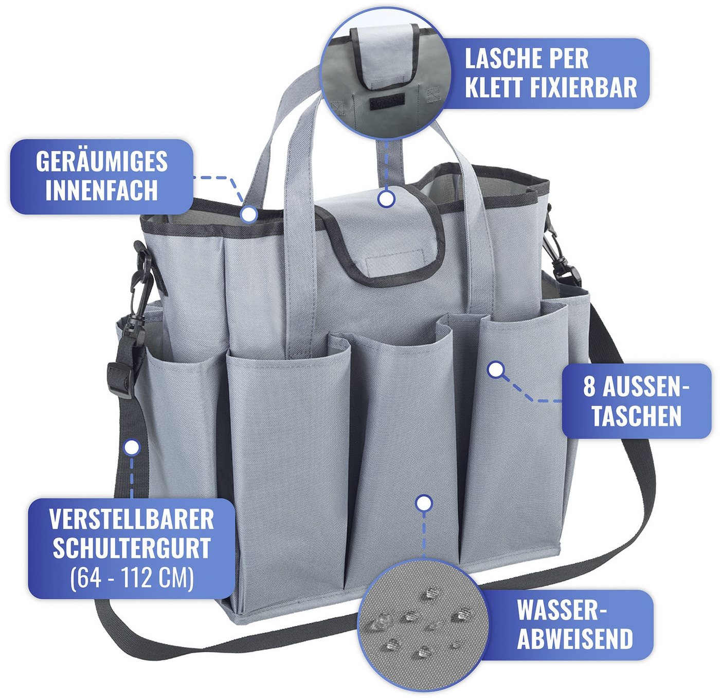 Maximex Organizer Universal-Caddy 8 Taschen, faltbare Tragetasche für zuhause und unterwegs, 15 Liter – Bild 4 von 5