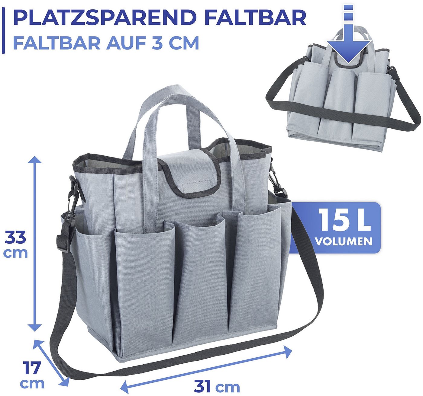 Maximex Organizer Universal-Caddy 8 Taschen, faltbare Tragetasche für zuhause und unterwegs, 15 Liter – Bild 5 von 5