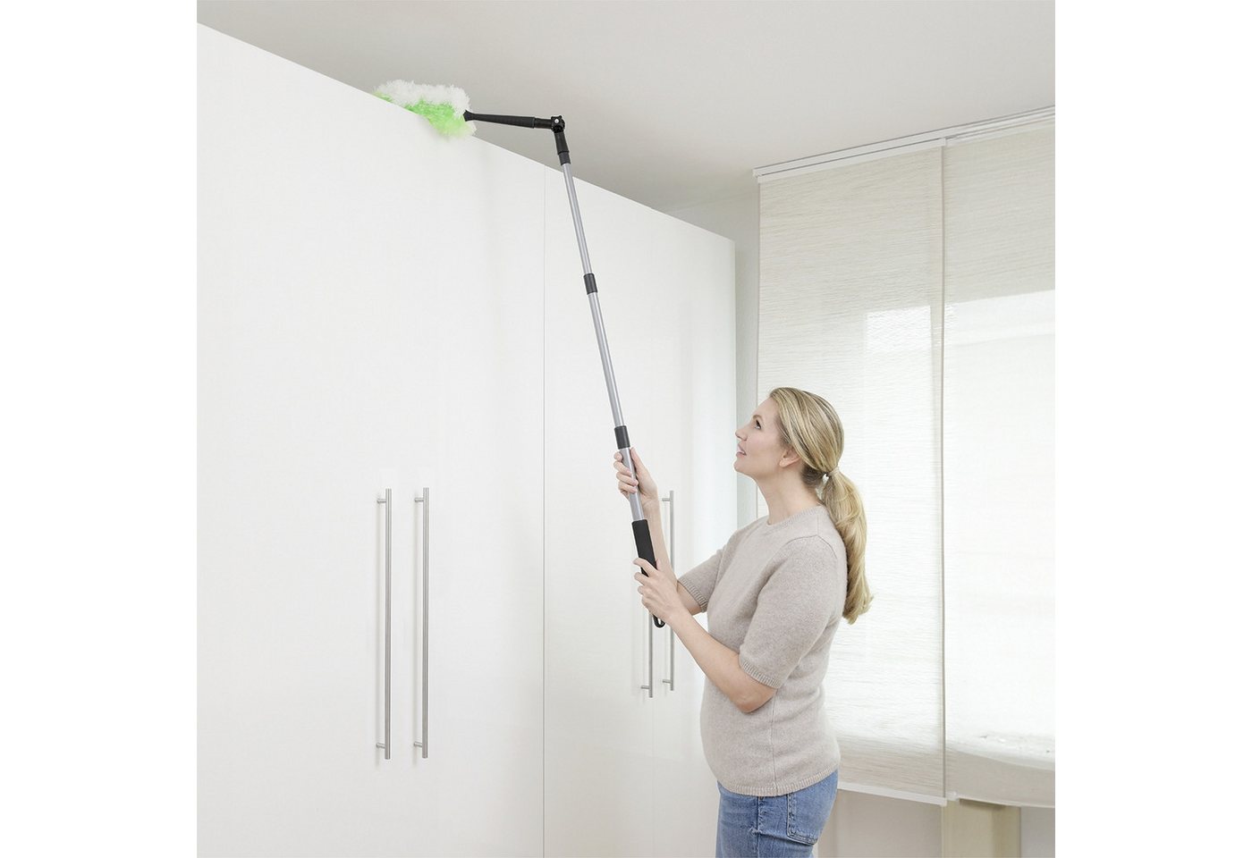Maximex Staubwedel 2in1, Staubwischer mit Teleskopstiel und Knickgelenk, antistatisch – Bild 2 von 5