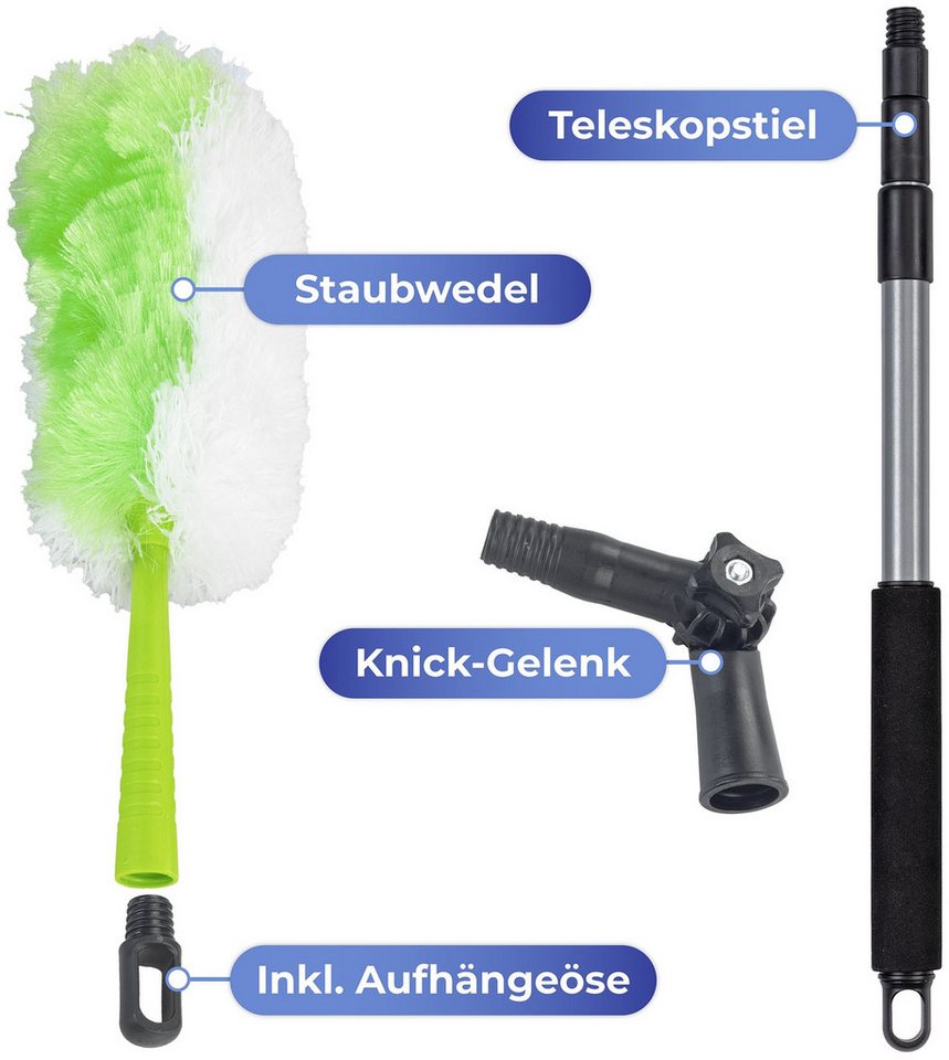 Maximex Staubwedel 2in1, Staubwischer mit Teleskopstiel und Knickgelenk, antistatisch – Bild 3 von 5