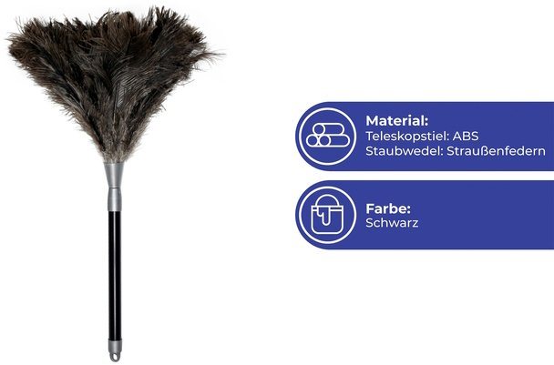 Maximex Staubwedel Straußenfeder Staub-Magnet, Staubbesen mit 100% echten Straußenfedern, ausziehbarer Teleskopstiel – Bild 5 von 5