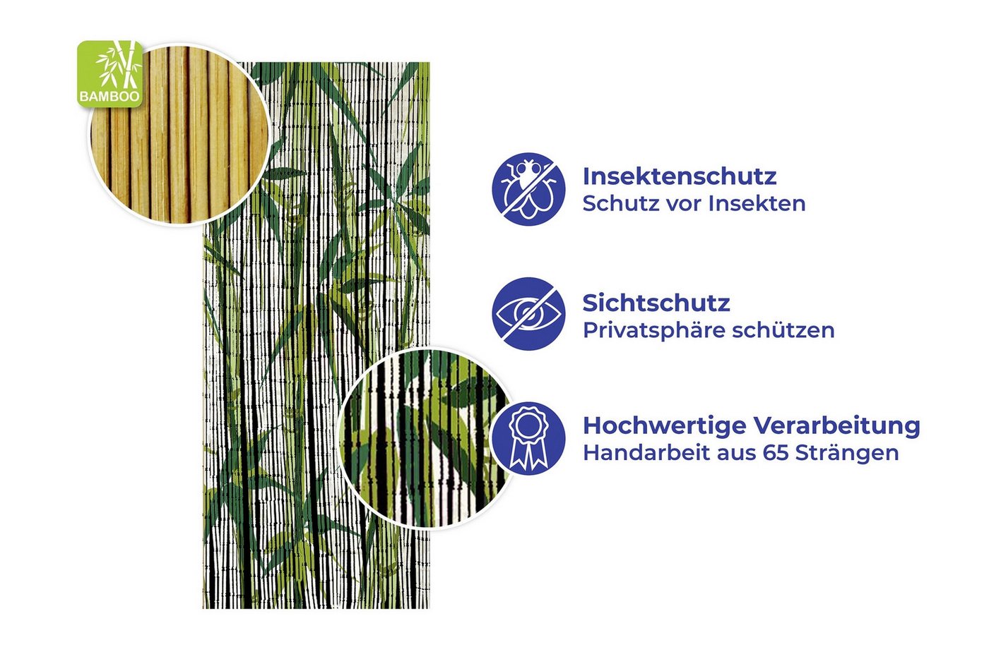 Maximex Türvorhang Modell Bamboo (1 St), Hakenaufhängung, abdunkelnd, Insekten- und Sichtschutz aus Bambus, für Balkon oder Terrasse – Bild 3 von 4