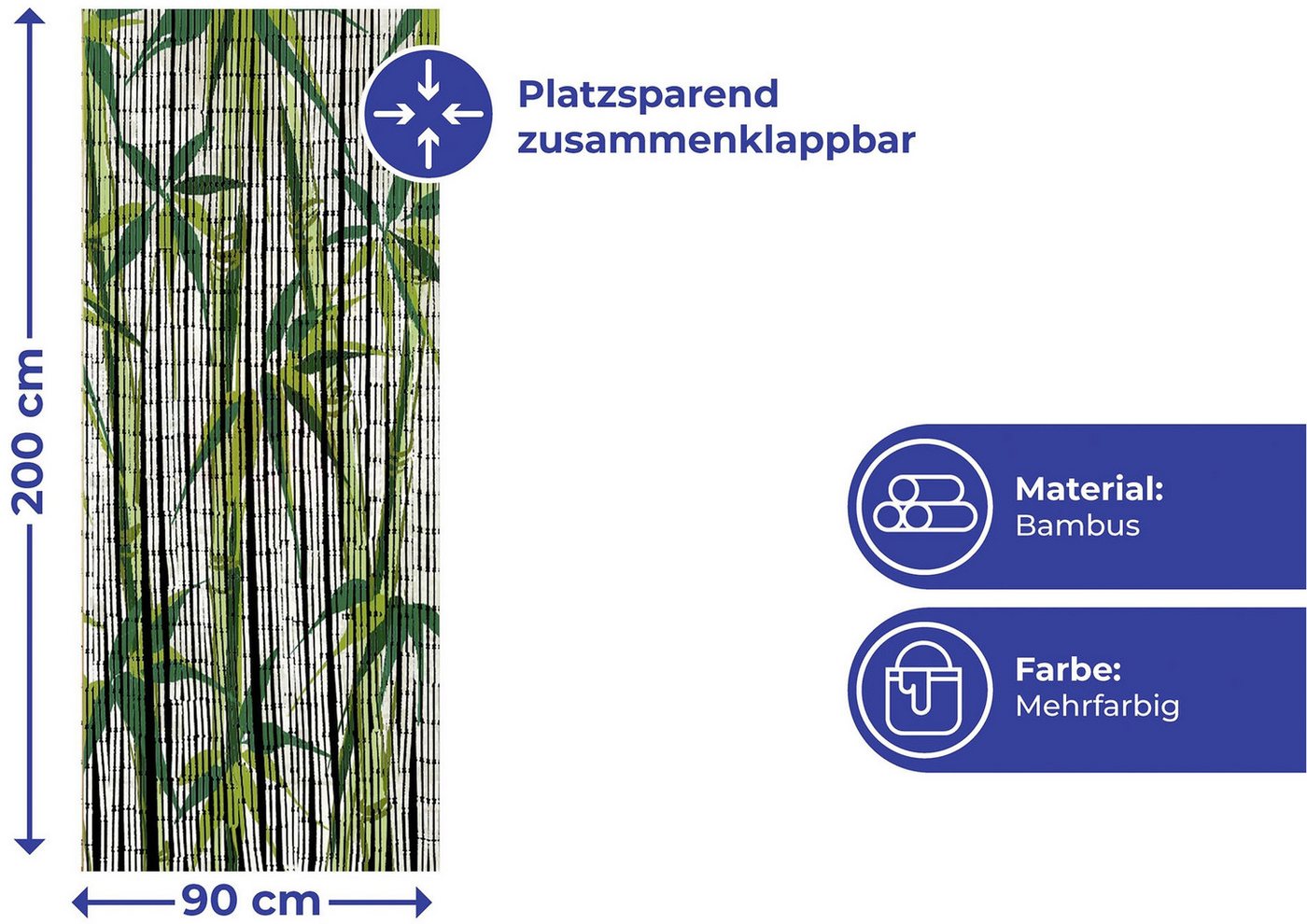 Maximex Türvorhang Modell Bamboo (1 St), Hakenaufhängung, abdunkelnd, Insekten- und Sichtschutz aus Bambus, für Balkon oder Terrasse – Bild 4 von 4