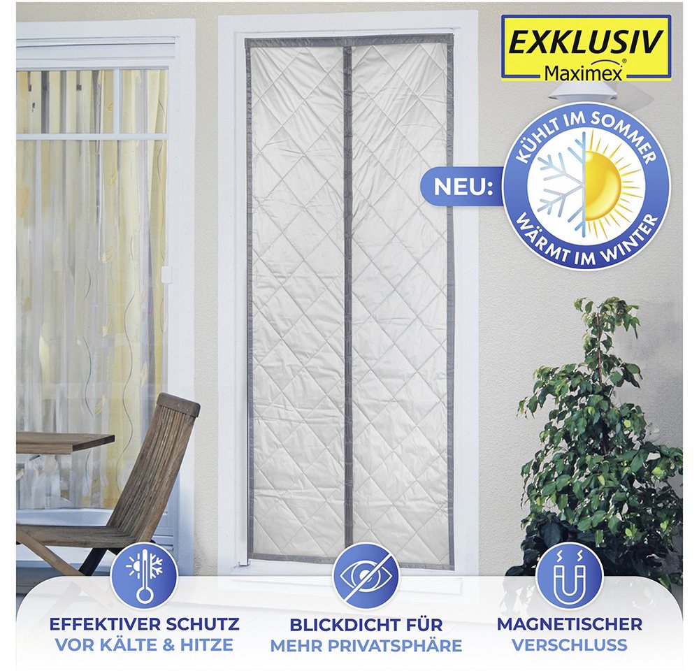 Maximex Türvorhang Wärmeschutz 2in1 (1 St), Klettband, verdunkelnd, Polyester, 80x200 cm, Thermo-Vorhang, reflektierende Außenseite, blickdicht – Bild 5 von 5