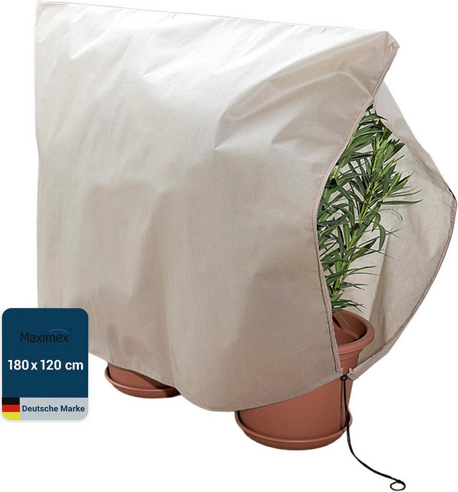 Maximex Winterschutzhaube Pflanzenschutz-Vlies, 180x120 cm, reißfestes Vlies, mit Reißverschluss und Zugband, BxH: 180x412 cm – Bild 2 von 5