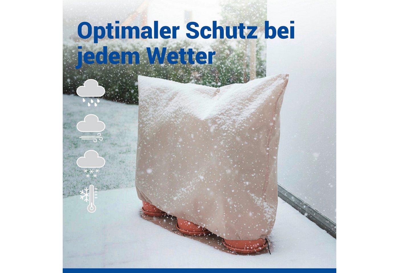 Maximex Winterschutzhaube Pflanzenschutz-Vlies, 180x120 cm, reißfestes Vlies, mit Reißverschluss und Zugband, BxH: 180x412 cm – Bild 4 von 5
