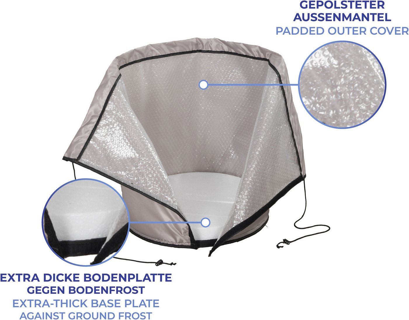 Maximex Winterschutzhaube Thermo-Pflanztopf-Sack, Frostschutz für Pflanzkübel, extra dicke Bodenplatte, ØxH: 45x55 cm – Bild 5 von 5