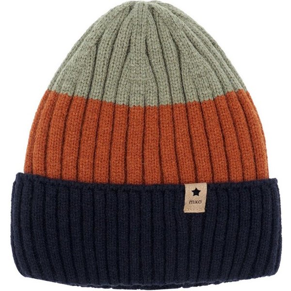 MAXIMO Beanie Wollanteil, gestrickt, gefüttert, mit Umschlag, breit gestreift