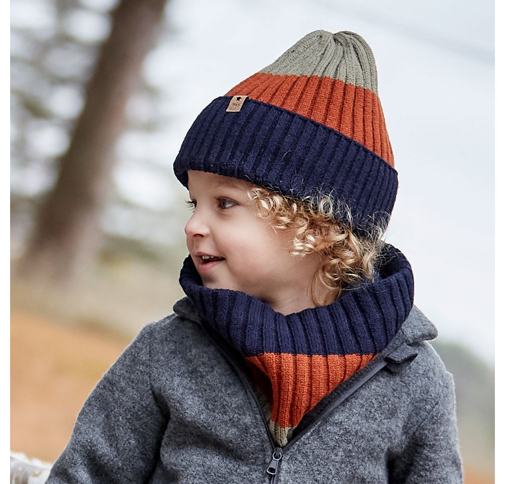 MAXIMO Beanie Wollanteil, gestrickt, gefüttert, mit Umschlag, breit gestreift – Bild 2 von 4