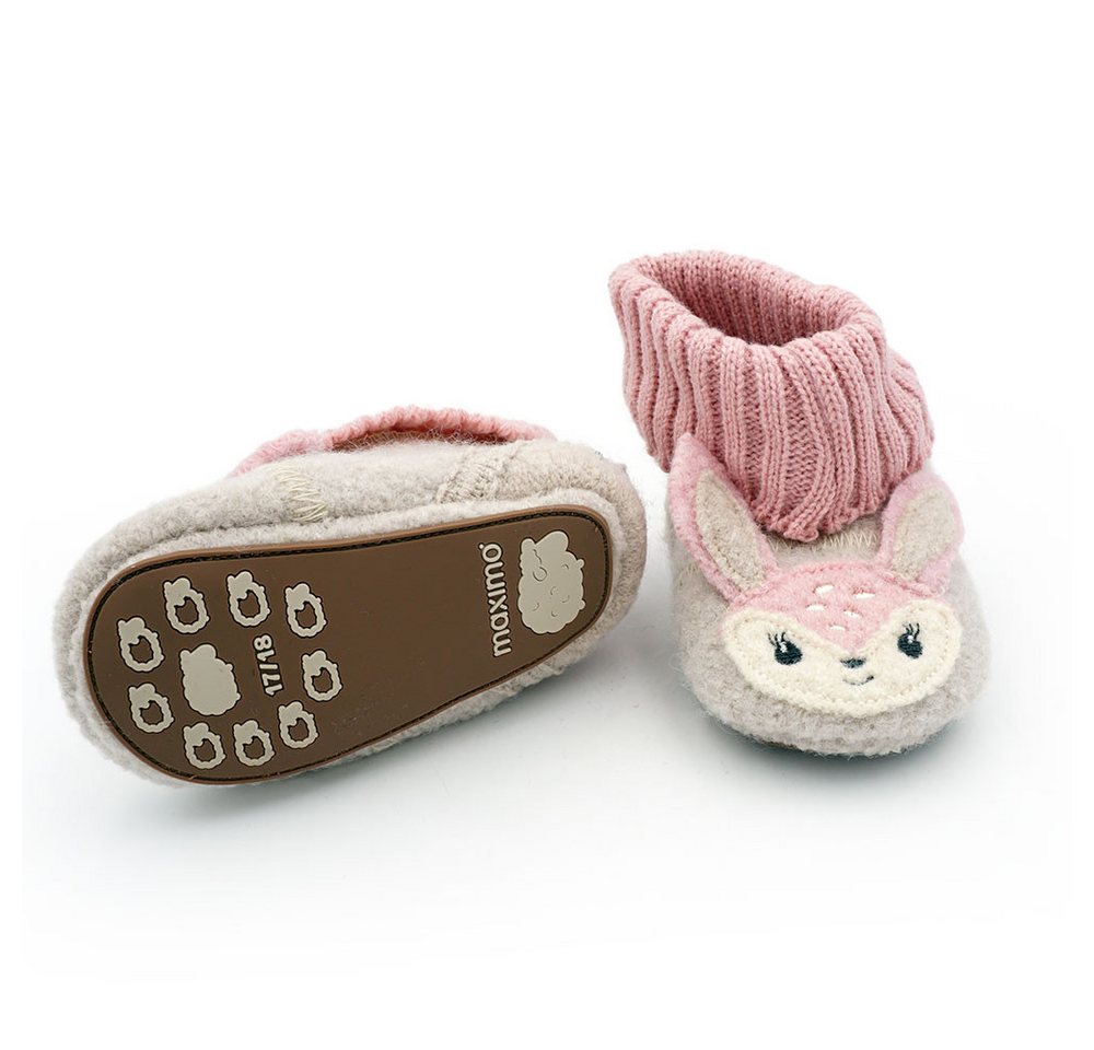 MAXIMO Hüttenschuhe Wolle, Anti-Rutsch-Sohle, Strickbündchen, mit Öhrchen – Bild 2 von 3