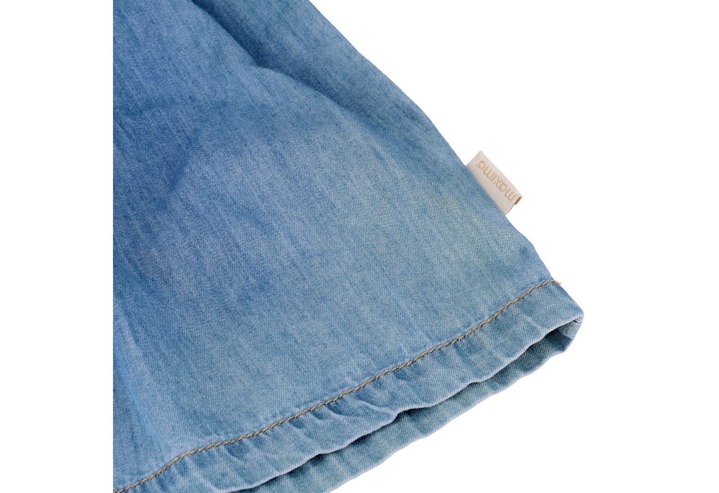 MAXIMO Sommerkleid (1-tlg) Denim-Optik, Rüschenärmel, Holzknöpfe, Blau – Bild 5 von 5