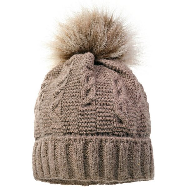 MAXIMO Strickmütze angenehmer Materialmix, gefüttert, Bommel, breiter Umschlag