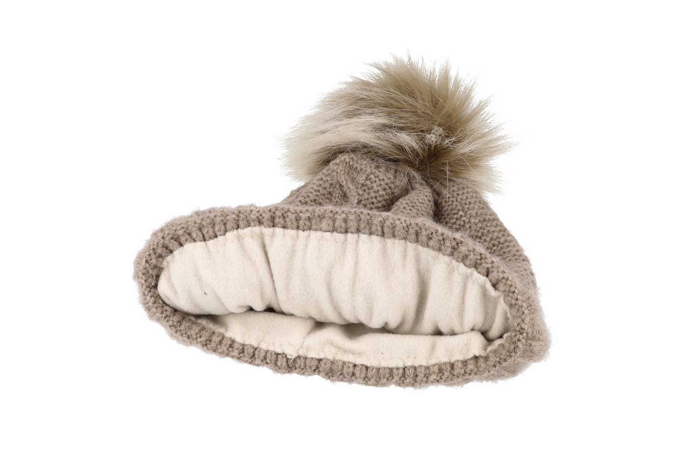 MAXIMO Strickmütze angenehmer Materialmix, gefüttert, Bommel, breiter Umschlag – Bild 3 von 5