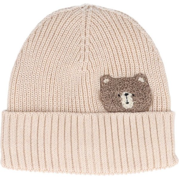 MAXIMO Strickmütze BABY-Beanie, Bär, Umschlag Frotteestickerei, Vollfutter (1-St)