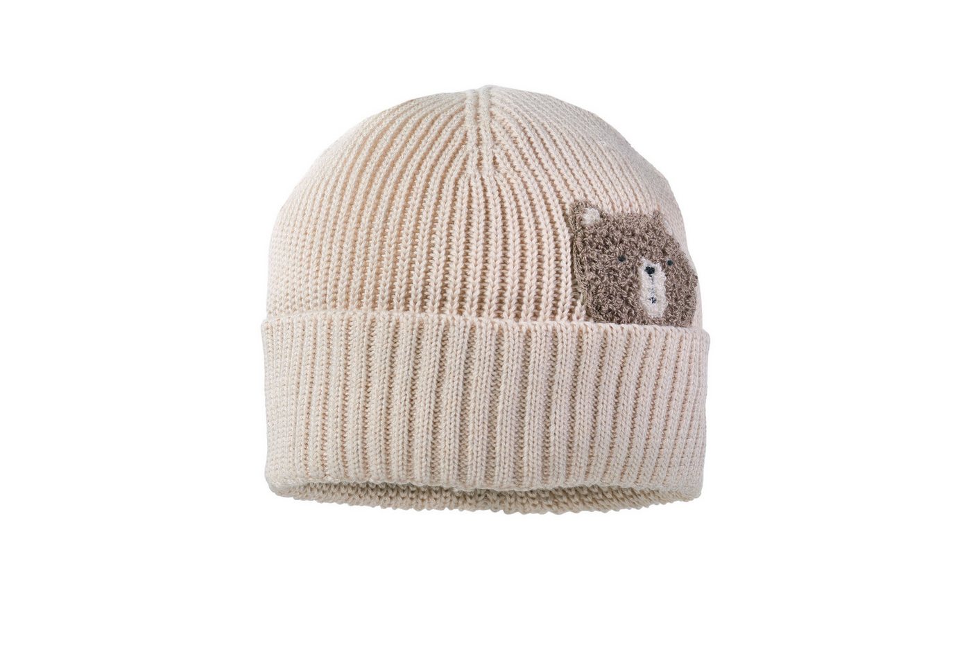 MAXIMO Strickmütze BABY-Beanie, Bär, Umschlag Frotteestickerei, Vollfutter (1-St) – Bild 4 von 5