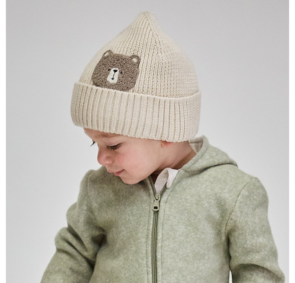 MAXIMO Strickmütze BABY-Beanie, Bär, Umschlag Frotteestickerei, Vollfutter (1-St) – Bild 5 von 5