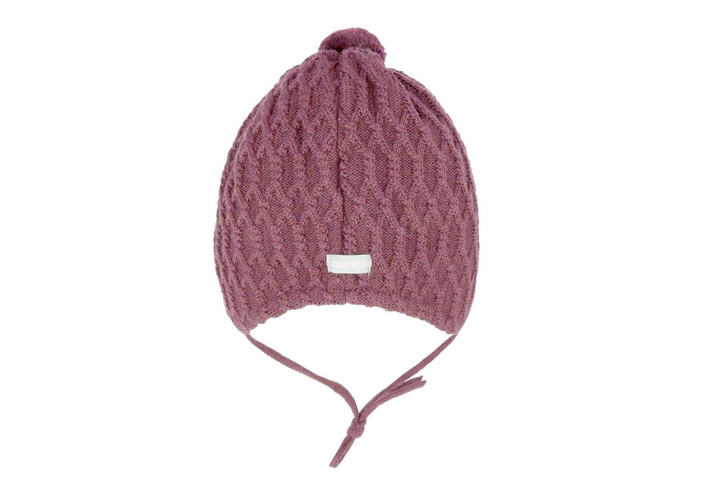 MAXIMO Strickmütze BABY-Mütze, Zopfstruktur, Band ausgenäht, Blende, Pompon (1-St) Merinowolle – Bild 3 von 3