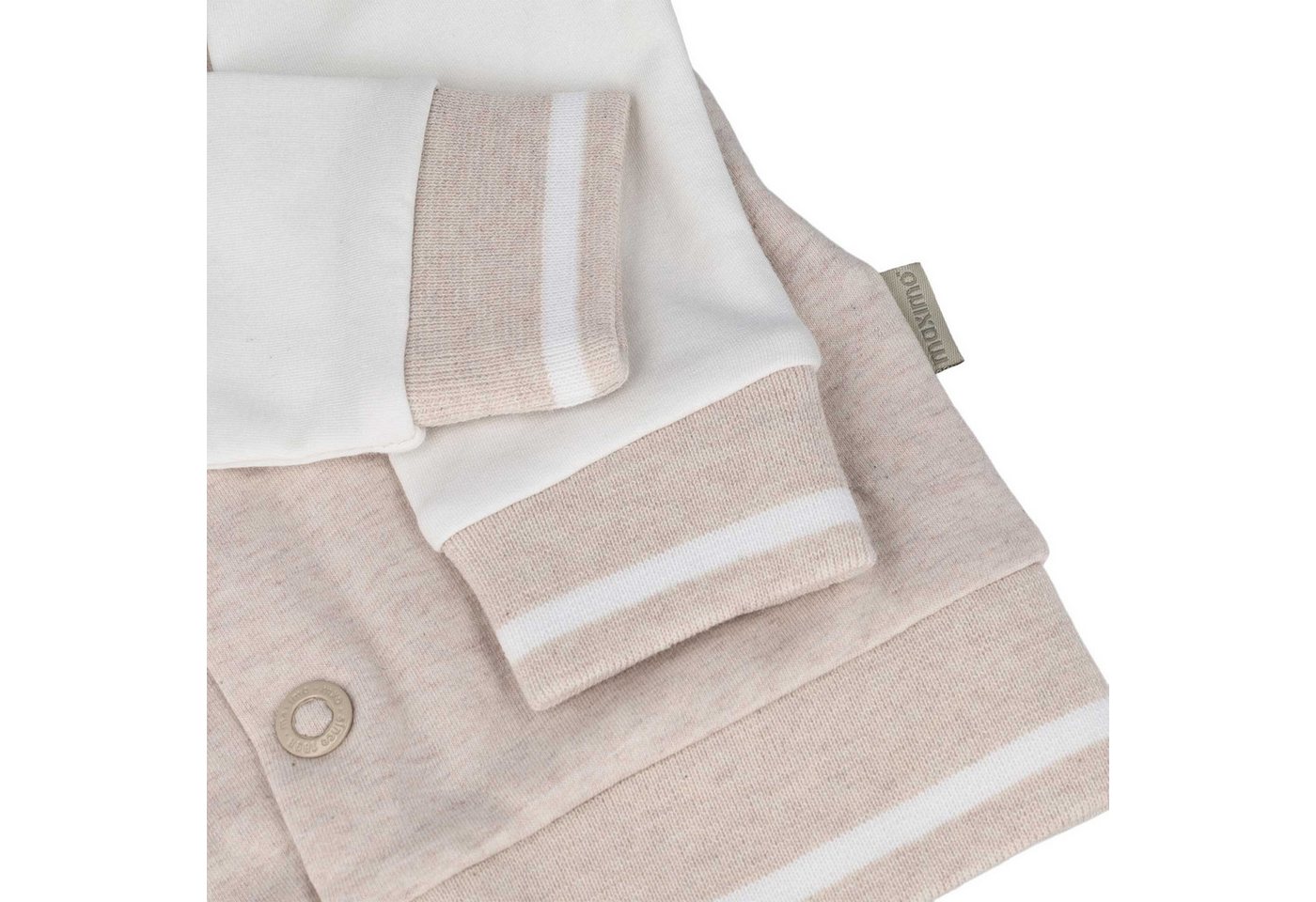 MAXIMO Sweatjacke (1-tlg) College Style, beigemeliert, weiße Ärmel, „hello“-Stickerei – Bild 3 von 4