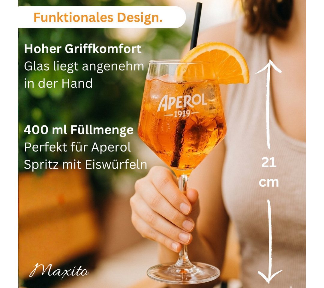 Maxito Cocktailglas als Aperol Spritz Gläser von hervorragender Qualität mit 400 ml, 4-tlg. – Bild 3 von 5