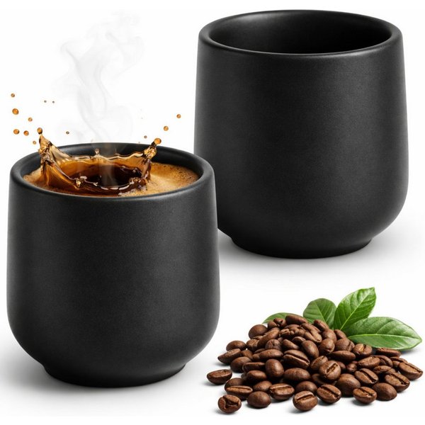 Maxito Espressotasse Espressotassen aus Steingut mit 80 ml im Set für Kaffeeliebhaber, 2-tlg.