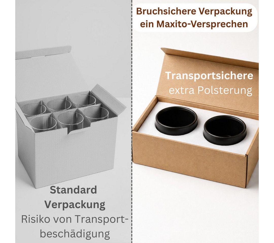 Maxito Espressotasse Espressotassen aus Steingut mit 80 ml im Set für Kaffeeliebhaber, 2-tlg. – Bild 5 von 5