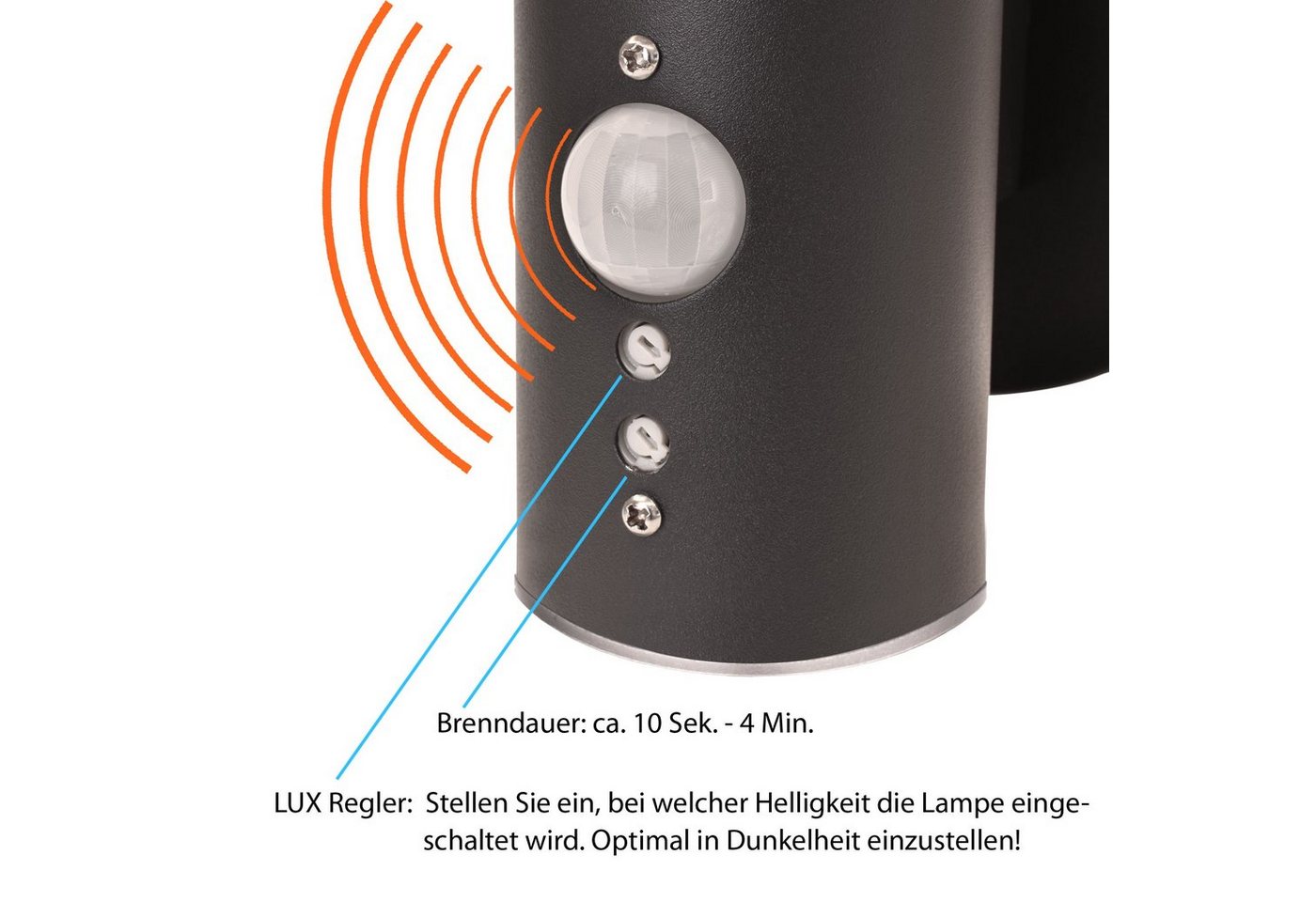 Maxkomfort Außen-Wandleuchte 313, mit Bewegungsmelder, LED fest integriert, Warmweiß, Außenwandleuchte – Bild 4 von 5
