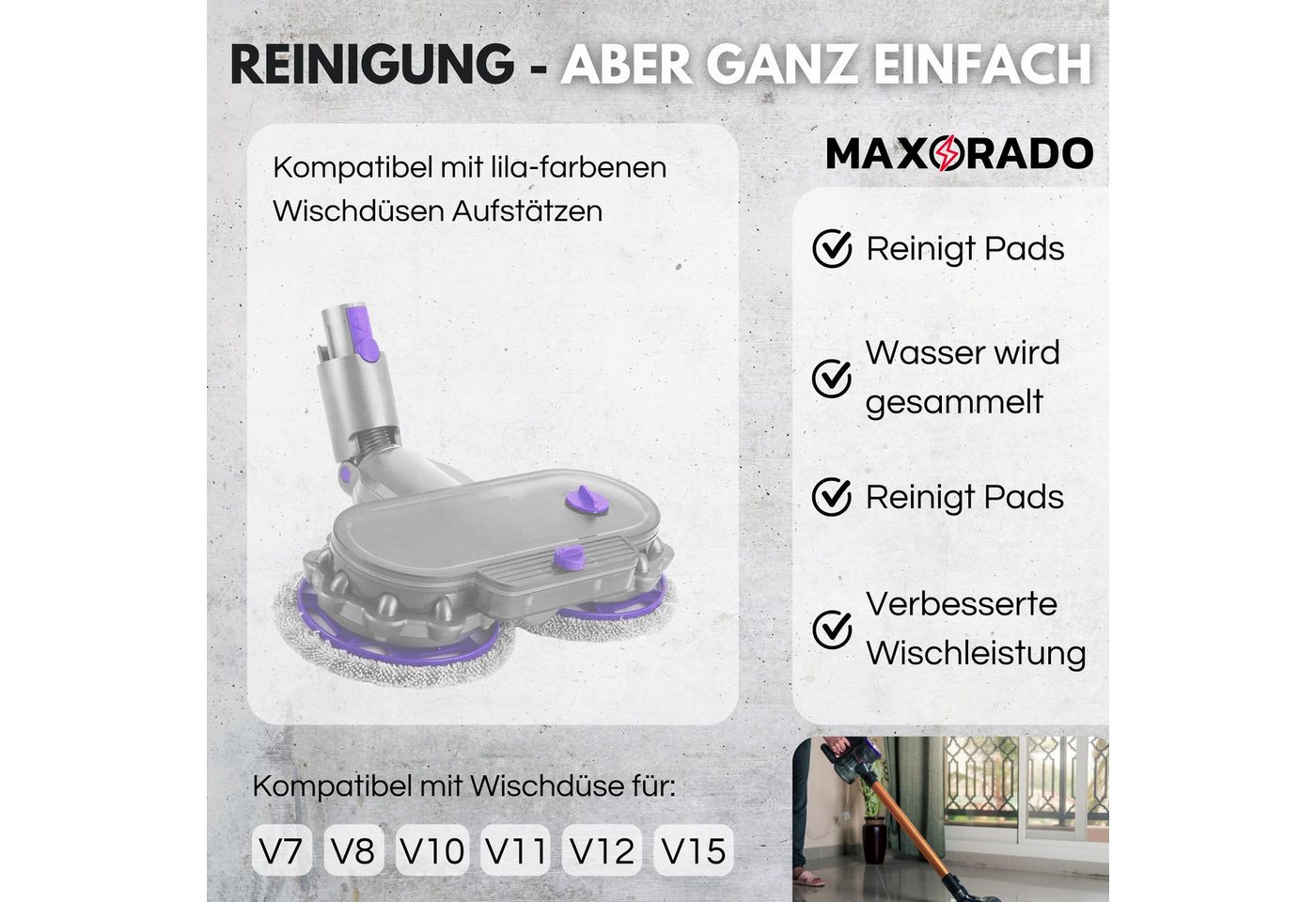 Maxorado Putzeimer Eimer für Wischaufsatz Staubsaugerdüse Staubsauger für Dyson Zubehör, (V7 V8 V10 V11 V12 V15 GEN5, 1-tlg., Zubehör Ersatzteil Ersatzteile), k – Bild 3 von 4